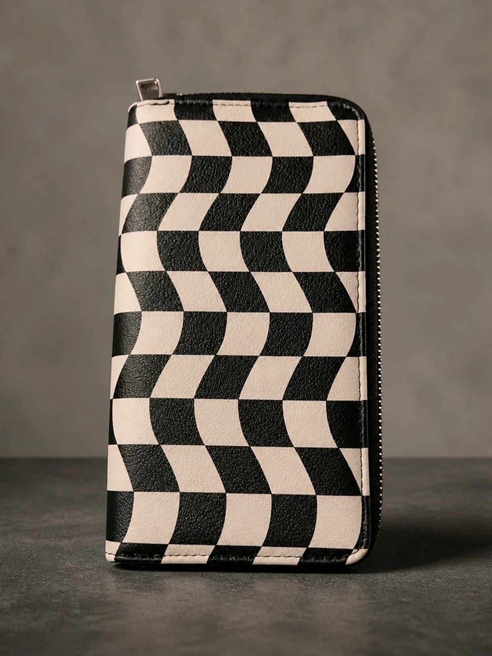 No Boundaries Black and White Geometric Zip Wallet